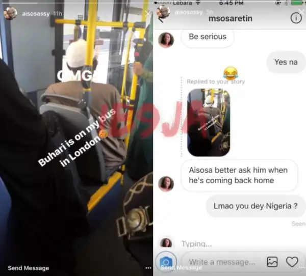 PHOTOS: President Buhari spotted on a bus in London by a Nigerian in UK 